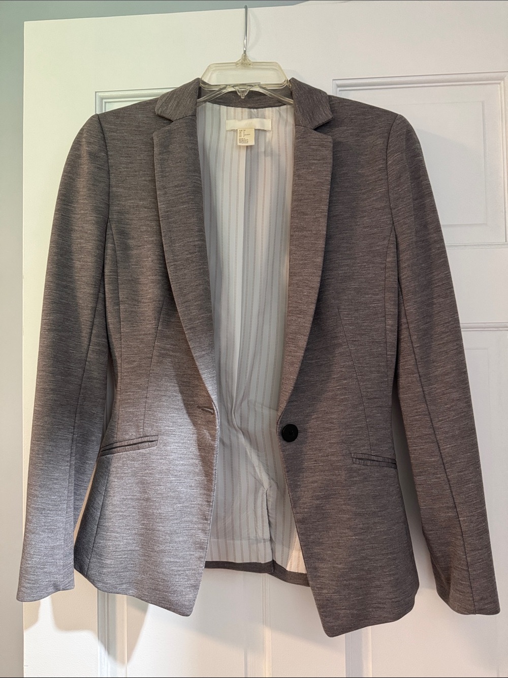 Women's Gray Single-Button Blazer Jacket